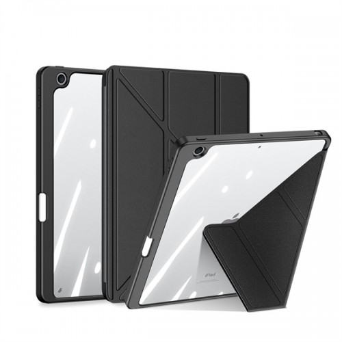 [T0970090059] iPad Air 4/5 10.9 Premium Solvent-free PU Leather with Clear Plastic Back Cover Pin Connectork (DUX DUCIS) Black
