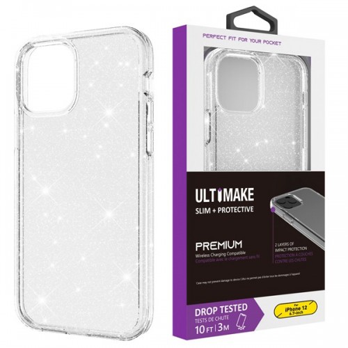 [M0650090014] iPhone 6P 7P 8P Glitter Fluorescent Colors ShockProof Phone Case (Ultimake) Transparent