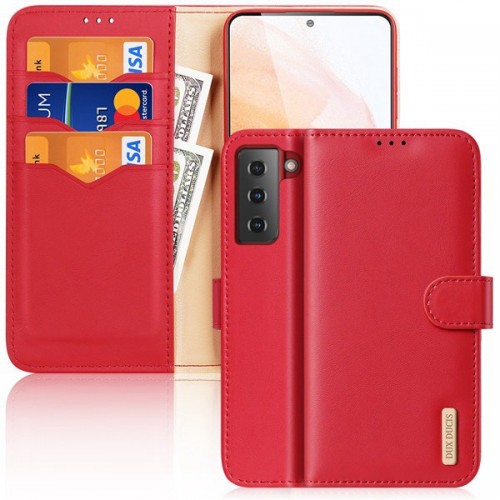 [M0970090241] iPhone 14 Plus / 14 Max Leather Wallet Phone Covers Cases Hivo Series (DUX DUCIS) Red