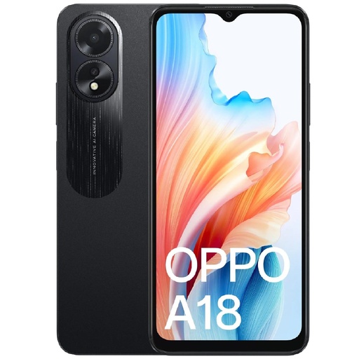 [M0030010010] OPPO A18 CPH2591 DS 128GB with 4GB RAM Glowing Black - A Grade (Refurbished)